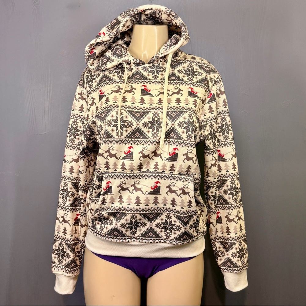 FaZe 1 Ugly Christmas Hoodie Santa Reindeer Nordic Fair Isle Pullover S